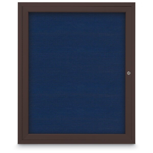 60"x36" 2-Door Enclosed Outdoor Letterboard, Hdr, Blue Felt/Bronze